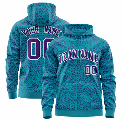 Custom Black Gray Varsity Full-Zip Letterman Leopard Print Jacket Hoodie