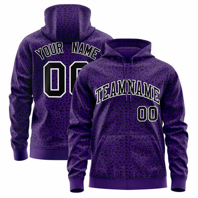 Custom White Teal Varsity Full-Zip Letterman Leopard Print Jacket Hoodie