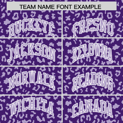 Custom White Purple Varsity Full-Zip Letterman Leopard Print Jacket Hoodie