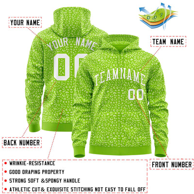 Custom White Orange Varsity Full-Zip Letterman Leopard Print Jacket Hoodie