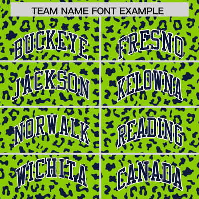 Custom White Bright Green Varsity Full-Zip Letterman Leopard Print Jacket Hoodie