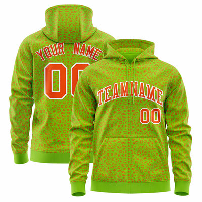 Custom White Gold Varsity Full-Zip Letterman Leopard Print Jacket Hoodie