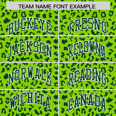 Custom White Neon Green Varsity Full-Zip Letterman Leopard Print Jacket Hoodie