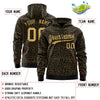 Custom Black Old Gold Varsity Full-Zip Letterman Leopard Print Jacket Hoodie