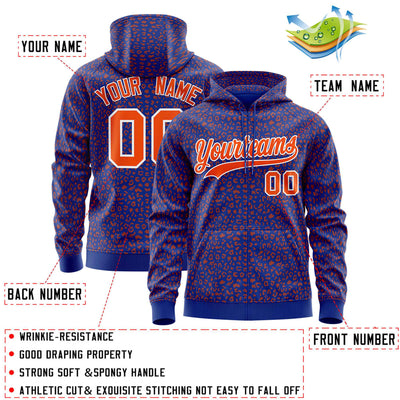 Custom Royal Orange Varsity Full-Zip Letterman Leopard Print Jacket Hoodie