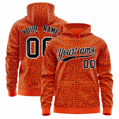 Custom Gold White Varsity Full-Zip Letterman Leopard Print Jacket Hoodie