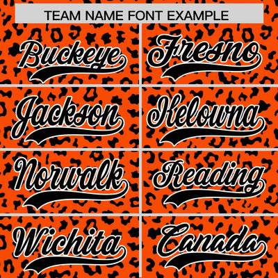 Custom Orange Black Varsity Full-Zip Letterman Leopard Print Jacket Hoodie