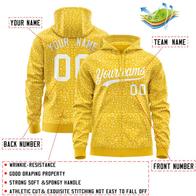 Custom Orange Black Varsity Full-Zip Letterman Leopard Print Jacket Hoodie