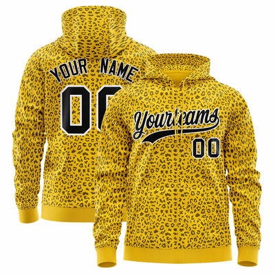 Custom Orange Royal Varsity Full-Zip Letterman Leopard Print Jacket Hoodie