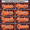 Custom Navy Orange Varsity Full-Zip Letterman Leopard Print Jacket Hoodie