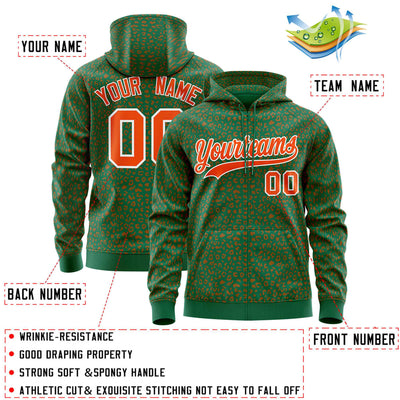 Custom Red Gold Varsity Full-Zip Letterman Leopard Print Jacket Hoodie