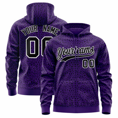 Custom White Teal Varsity Full-Zip Letterman Leopard Print Jacket Hoodie