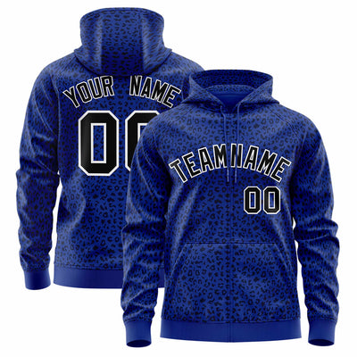 Custom Gold Royal Varsity Full-Zip Letterman Leopard Print Jacket Hoodie