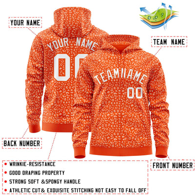 Custom Orange White Varsity Full-Zip Letterman Leopard Print Jacket Hoodie