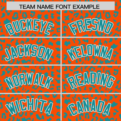 Custom Orange Aqua Varsity Full-Zip Letterman Leopard Print Jacket Hoodie