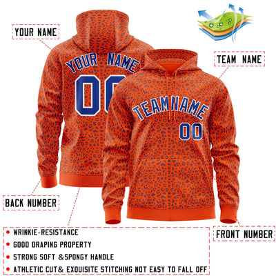 Custom Orange Royal Varsity Full-Zip Letterman Leopard Print Jacket Hoodie