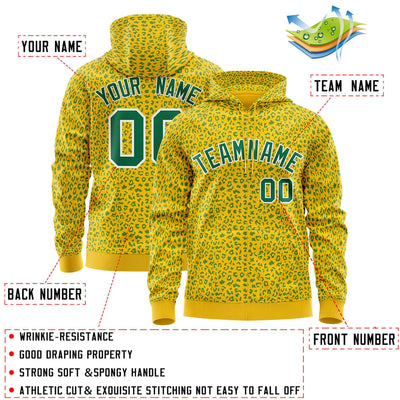 Custom Orange Gold Varsity Full-Zip Letterman Leopard Print Jacket Hoodie