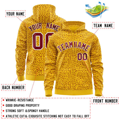 Custom Royal Orange Varsity Full-Zip Letterman Leopard Print Jacket Hoodie