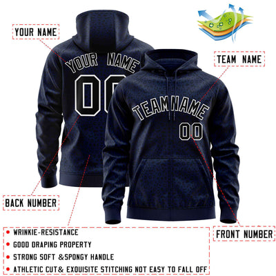 Custom Royal White Varsity Full-Zip Letterman Leopard Print Jacket Hoodie