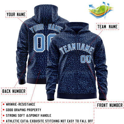 Custom Royal Red Varsity Full-Zip Letterman Leopard Print Jacket Hoodie