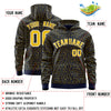 Custom Navy Gold Varsity Full-Zip Letterman Leopard Print Jacket Hoodie