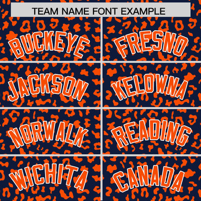 Custom Navy Orange Varsity Full-Zip Letterman Leopard Print Jacket Hoodie