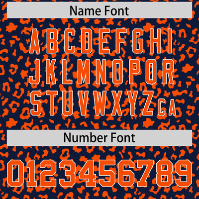Custom Navy Orange Varsity Full-Zip Letterman Leopard Print Jacket Hoodie