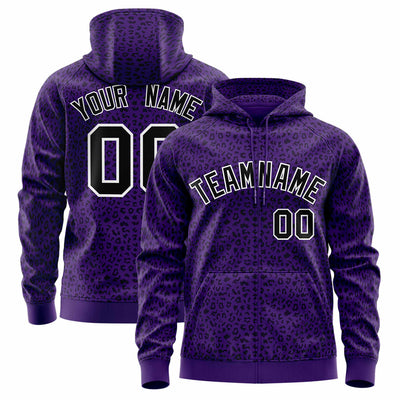Custom White Teal Varsity Full-Zip Letterman Leopard Print Jacket Hoodie