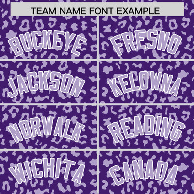 Custom White Purple Varsity Full-Zip Letterman Leopard Print Jacket Hoodie