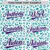 Custom White Teal Varsity Full-Zip Letterman Leopard Print Jacket Hoodie