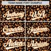 Custom Black Orange Varsity Full-Zip Letterman Leopard Print Jacket Hoodie