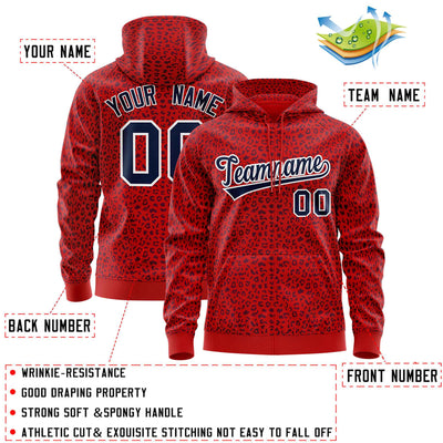 Custom Navy Royal Varsity Full-Zip Letterman Leopard Print Jacket Hoodie