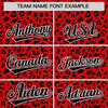 Custom Red Black Varsity Full-Zip Letterman Leopard Print Jacket Hoodie