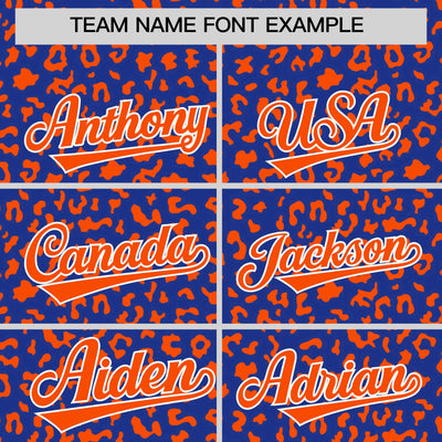 Custom Royal Orange Varsity Full-Zip Letterman Leopard Print Jacket Hoodie