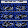 Custom Royal Black Varsity Full-Zip Letterman Leopard Print Jacket Hoodie