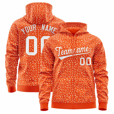 Custom Gold Red Varsity Full-Zip Letterman Leopard Print Jacket Hoodie