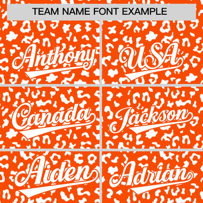Custom Orange White Varsity Full-Zip Letterman Leopard Print Jacket Hoodie
