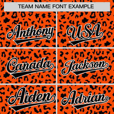 Custom Orange Black Varsity Full-Zip Letterman Leopard Print Jacket Hoodie