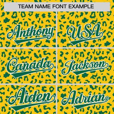 Custom Gold Kelly Green Varsity Full-Zip Letterman Leopard Print Jacket Hoodie