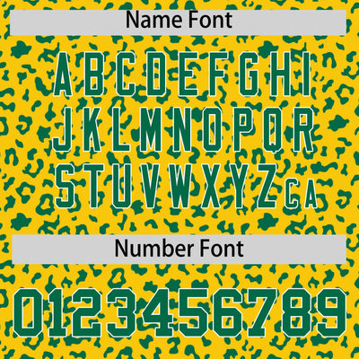 Custom Gold Kelly Green Varsity Full-Zip Letterman Leopard Print Jacket Hoodie