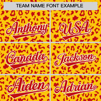 Custom Gold Red Varsity Full-Zip Letterman Leopard Print Jacket Hoodie