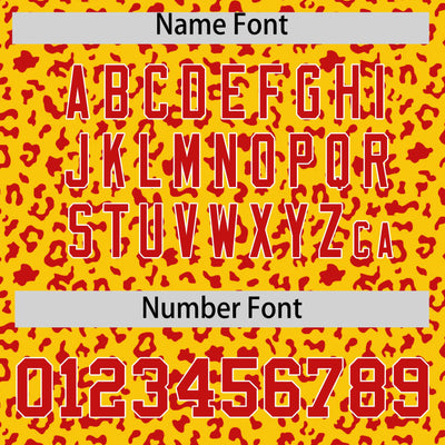Custom Gold Red Varsity Full-Zip Letterman Leopard Print Jacket Hoodie