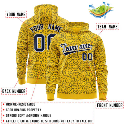 Custom Royal Powder Blue Varsity Full-Zip Letterman Leopard Print Jacket Hoodie