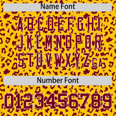 Custom Gold Crimson Varsity Full-Zip Letterman Leopard Print Jacket Hoodie