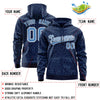 Custom Navy Light Blue Varsity Full-Zip Letterman Leopard Print Jacket Hoodie