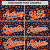 Custom Navy Orange Varsity Full-Zip Letterman Leopard Print Jacket Hoodie
