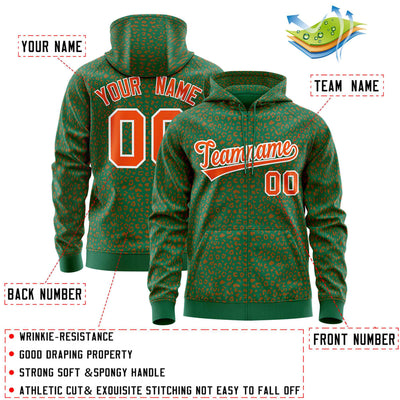 Custom Red Gold Varsity Full-Zip Letterman Leopard Print Jacket Hoodie