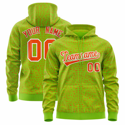 Custom White Gold Varsity Full-Zip Letterman Leopard Print Jacket Hoodie