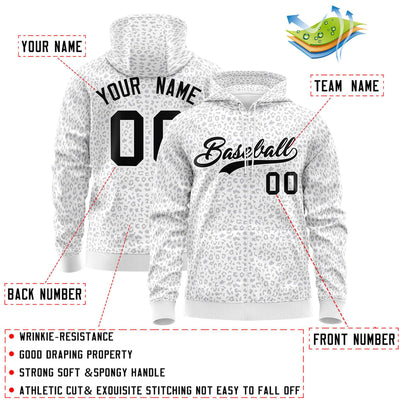 Custom White Black Varsity Full-Zip Letterman Leopard Print Jacket Hoodie