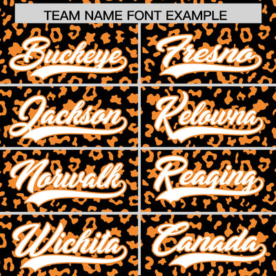 Custom Black Orange Varsity Full-Zip Letterman Leopard Print Jacket Hoodie